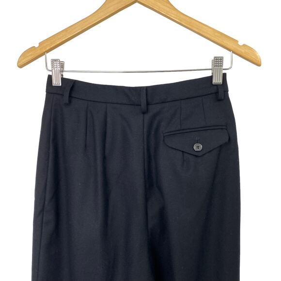 Vintage 90s Casual Corner Pure Wool Pants High Rise Pleated Front Cuffed Black 6 - Picture 5 of 8